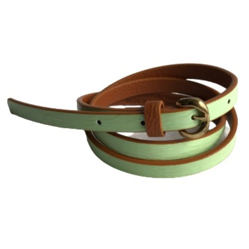 Old Navy Turquoise & Brown Faux Leather Slim Belt